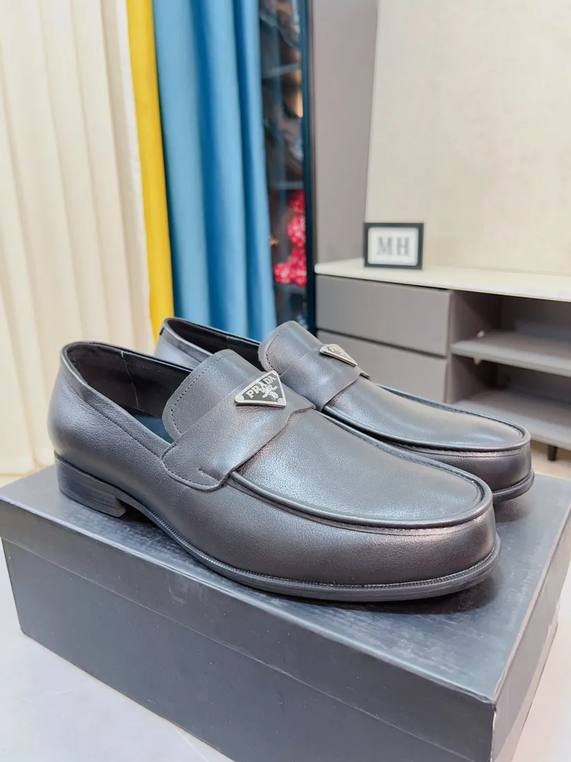 Men's shoes 💰540🌹🌹【PRADA Leather Shoes】Top purchasing agency Original imported Italian custom-made open-edge beaded cowhide leather surface, fully imported water-dyed breathable cowhide lining, original factory special molded sole super comfortable, size: 38-44